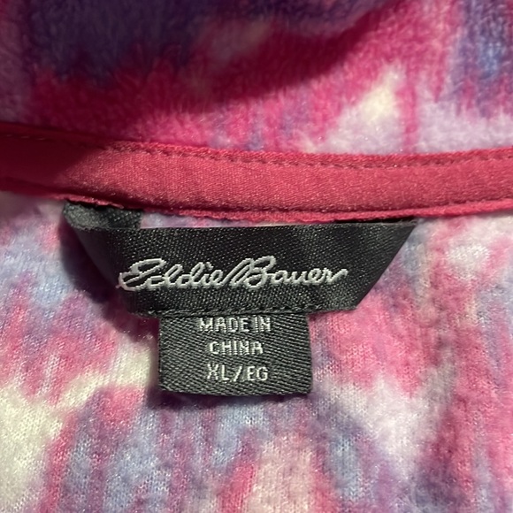 Eddie Bauer Fleece Pink Tie Dye 1/4 Zip Pull Over Sweatshirt - Picture 5 of 9